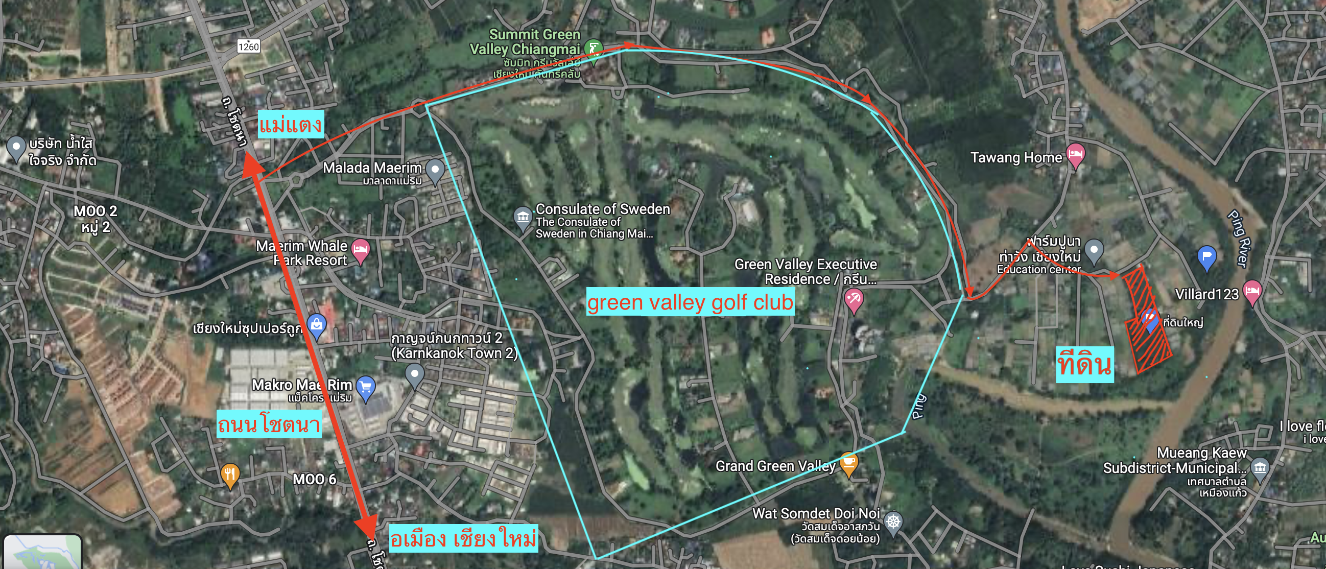 ขายที่ดินสวนป่าสัก ติดแม่น้ำปิง หลังสนามกอล์ฟ green valley